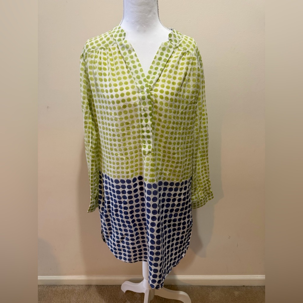 Roberta Roller Rabbit Blue and Green Polka Dot Tunic Swim Coverup Size Small